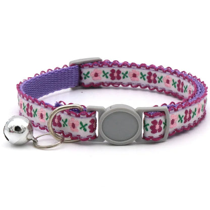 Hand Knitting Flower Pet Collar With Bell Colorful Retro Style Cat Collar Adjustable Safety Necklace For Puppy Cat Accessories