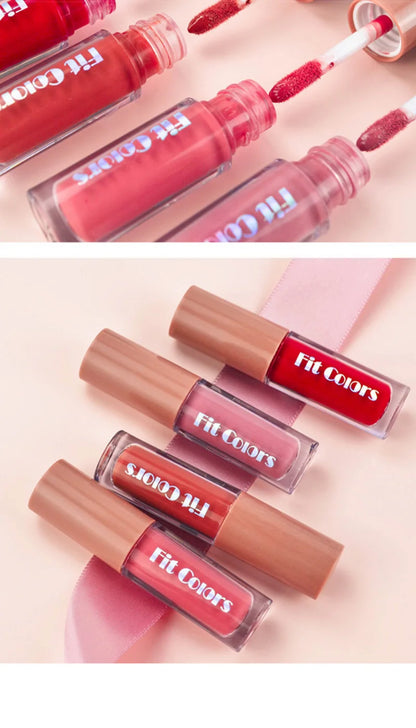 Fit Colors Velvet Lip Gloss Set — 4-Piece Non-Transfer, Diamond Finish, Long-Lasting Lip Gloss Collection