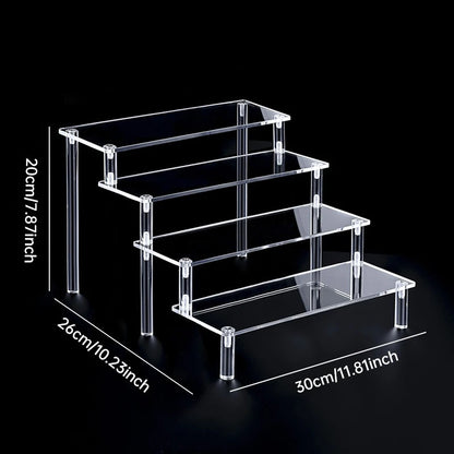 1-5 Tier Acrylic Display Stand Perfume Doll Clay Figurine Blind Box Storage Rack Transparent Ladder Makeup Organization W-2