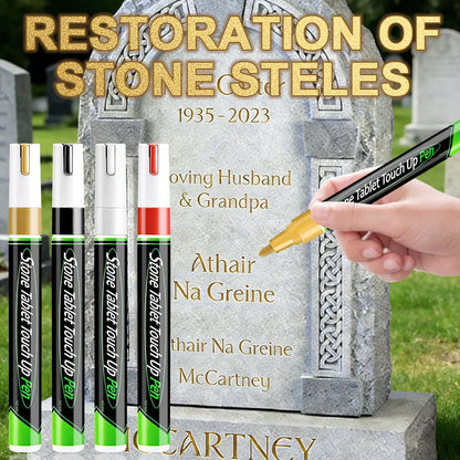 Golden Tombstone Marker Inscription Restoration Pen,  Weatherproof Tracing Pen Quick-Dry Touch Up Paint Pen for Granite Stone