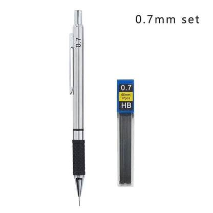 Metal Mechanical Pencil Set with Pencil Grip Leads Art Drawing Student Office Supplies 0.5/0.7/0.9/2.0mm Automatic Pencil