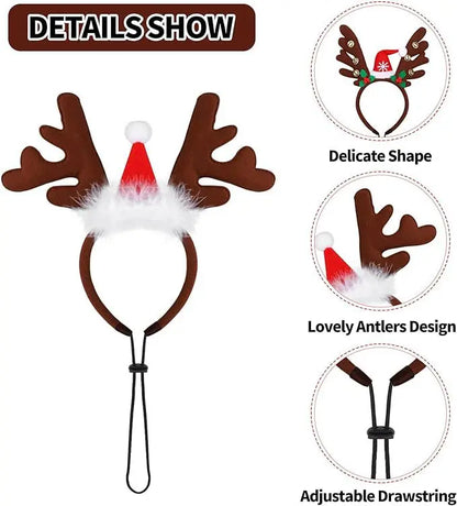 Christmas Decoration Pet Headwear Party Dress Up Antlers Hair Hoops Pet Supplies Christmas Hat Headbands Dog Elk Hair Hoops