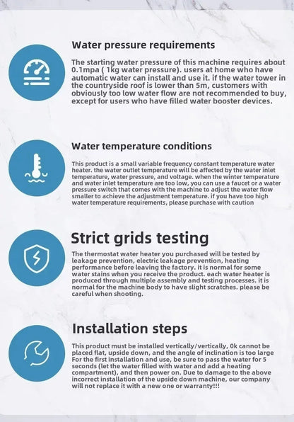 220V Instant Hot Water Heater Tankless Electric Compact for Bathroom Toilet Energy Saving On-Demand Solution