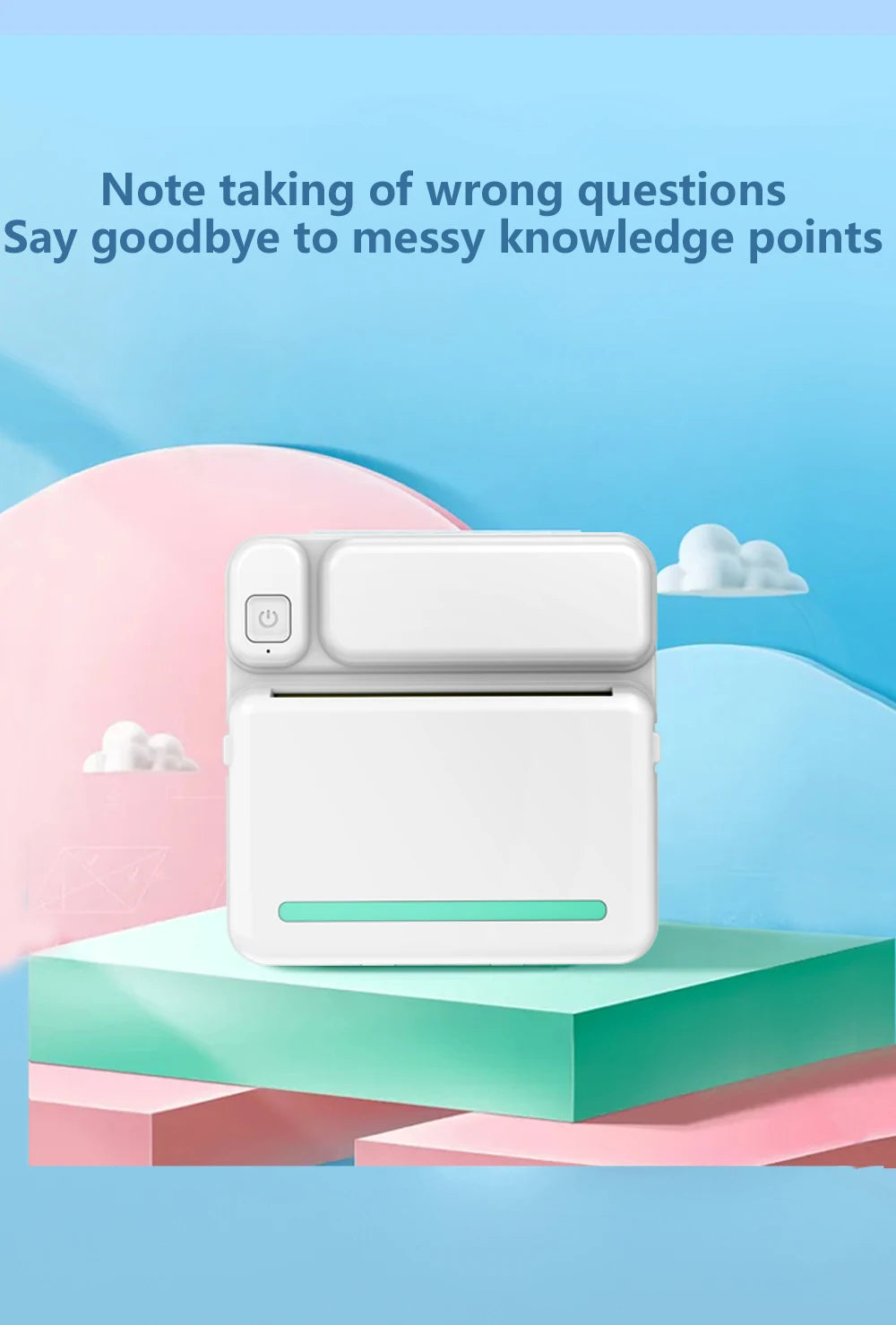 Portable Mini Bluetooth Wrong Printer Mobile Phone Photo Title Note Print Pocket Student Error Label Printer for Children's Gift