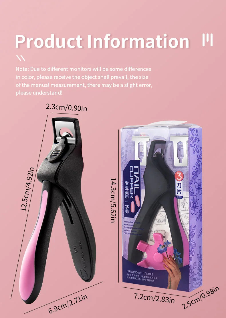 U-shaped French False Nail Scissors Acrylic Nail Clipper Adjustable Nail Tip Cutter Trimmer Manicure with Sizer Precise Cutting