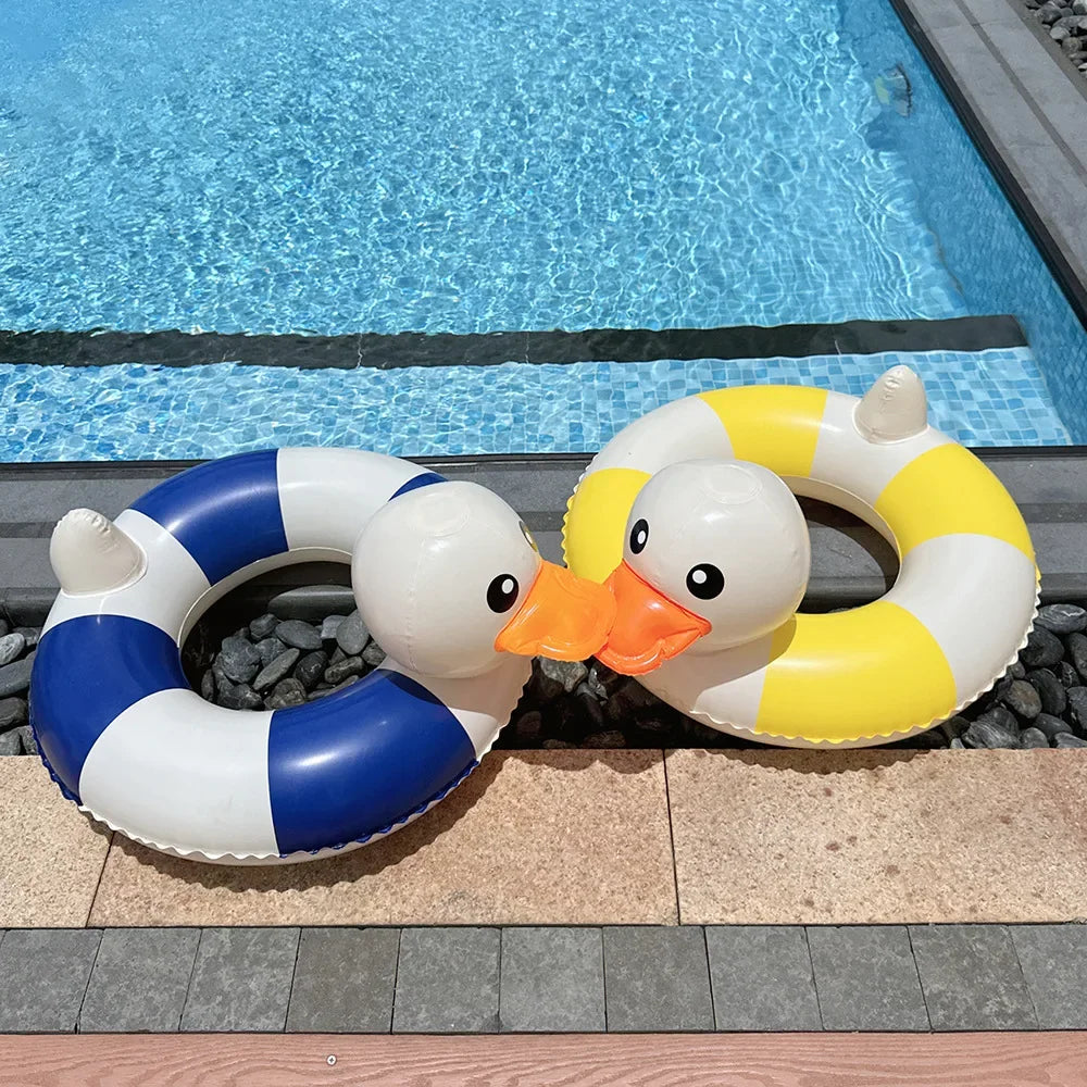 Striped Duck Baby Inflatable Toys Cartoon PVC Thickened Swimming Ring Summer Pool Beach Inflatable Floating Water Toys