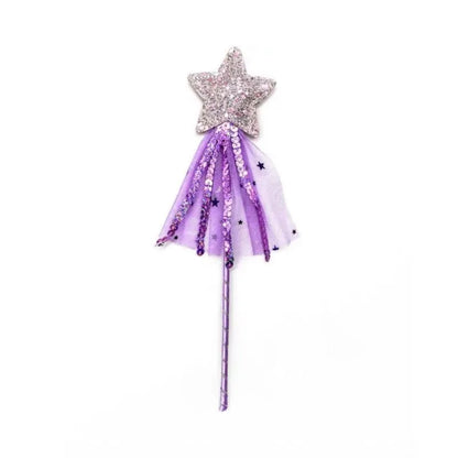 Children Five Point Stars Wand with Tassels Ribbon Halloween Princess Magic Accessory with Glitter Star Great for Themed Parties