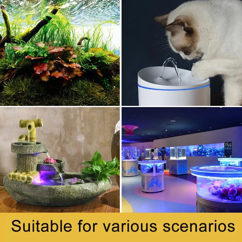 Ultra Quiet USB Aquarium Fish Tank Filtration Pump Mini Pet Fountain Submersible Adjustable Flow Water Circulation Pump 5V 5W/3W