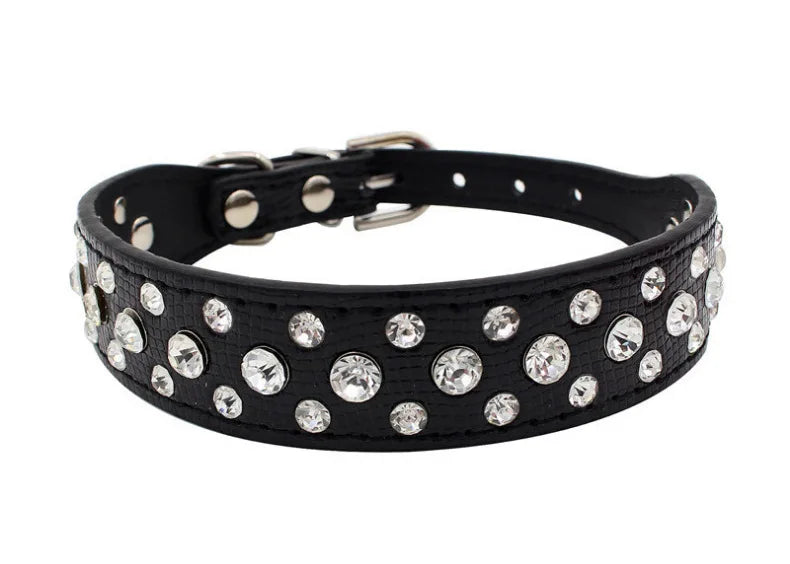 Pet collars for small dogs, pet collars, rhinestone PU collars for cats and dogs, adjustable to prevent pets from being lost