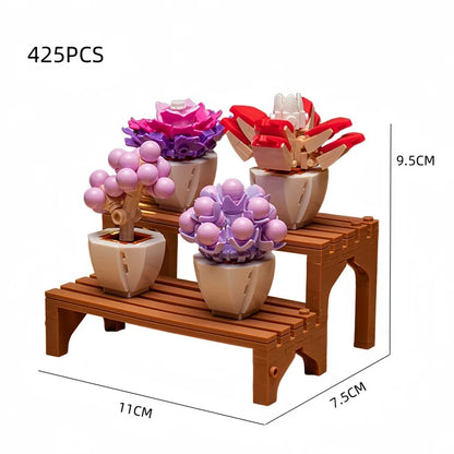 KNEW BUILT Innovative Building Block Flower 3D Photo Frame Ornament-Ideal DIY Decor,Gift for Girl,Wall Hanging & Educational Toy