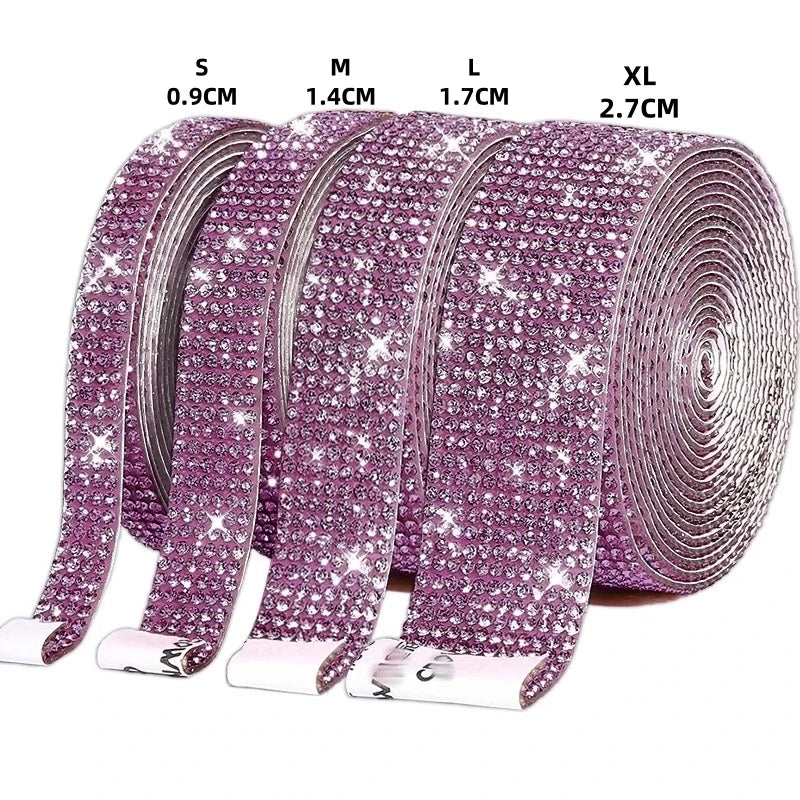 1 Yard Self Adhesive Crystal Rhinestone Sticker Diamond Ribbon DIY Sticker Rhinestones Arts Crafts Tape Car Phone Decoration