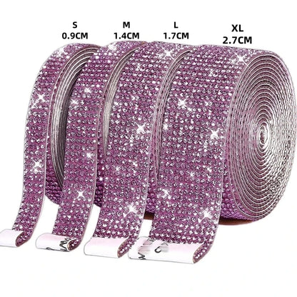1 Yard Self Adhesive Crystal Rhinestone Sticker Diamond Ribbon DIY Sticker Rhinestones Arts Crafts Tape Car Phone Decoration