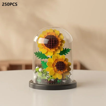 MOC Eternal Bouquet Rose Building Blocks Flower Building 3D Set DIY Eternal Bouquet Display Box Brick Toy for Home Office Decor