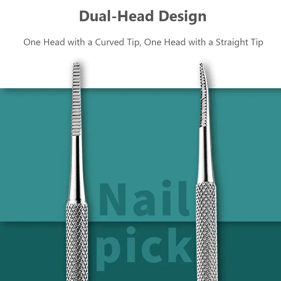 3Pcs Ingrown Toenail Correction Tool Set, Stainless Steel Double-Ended Nail Files, Paronychia Care, Foot Cleaning Tools