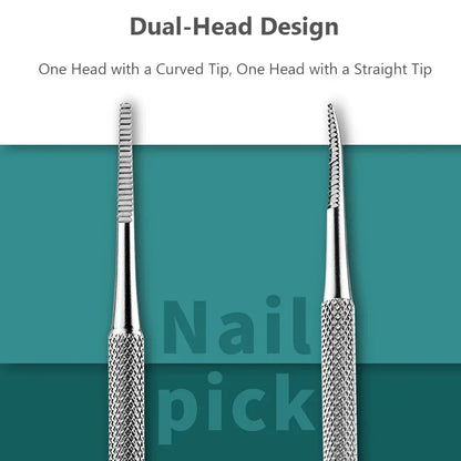 3Pcs Ingrown Toenail Correction Tool Set, Stainless Steel Double-Ended Nail Files, Paronychia Care, Foot Cleaning Tools