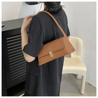 Women's Shoulder Bag Handbag Retro Underarm Bag Fashion Simple Solid Color New Hand Shoulder Bag
