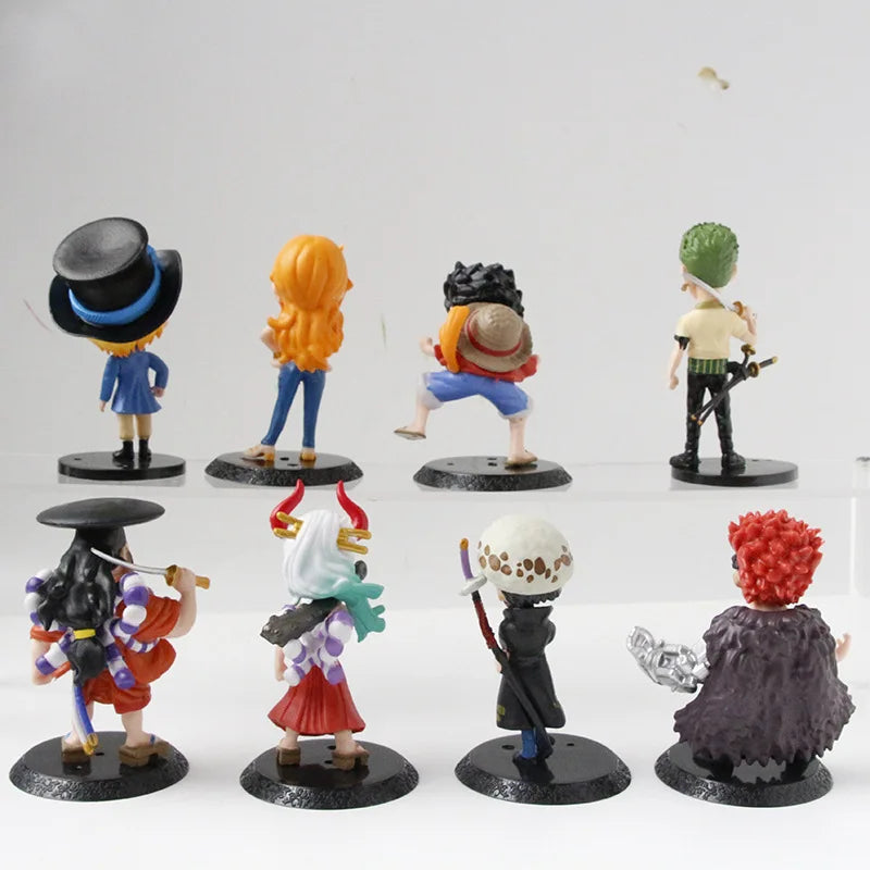 8pcs/set ONE PIECE Luffy Zoro Ace Sabo Shanks Nami Yamato Law Action Figure Collection Anime Model Doll Toys Ornament
