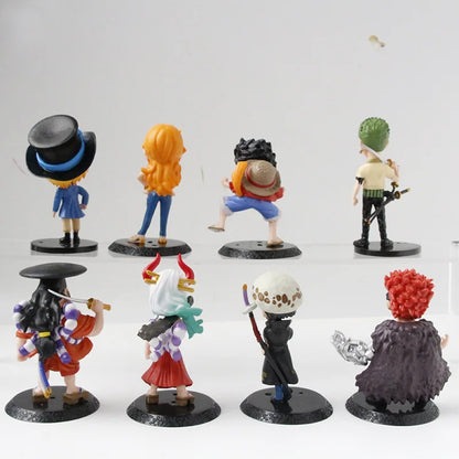 8pcs/set ONE PIECE Luffy Zoro Ace Sabo Shanks Nami Yamato Law Action Figure Collection Anime Model Doll Toys Ornament