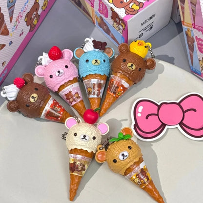 Anime Cute Kawaii Capsule Blind Box Toy Ice Cream Bear Bead Chain Hanging Bag Doll Toy Model Decoration Pendant Children'S Gift