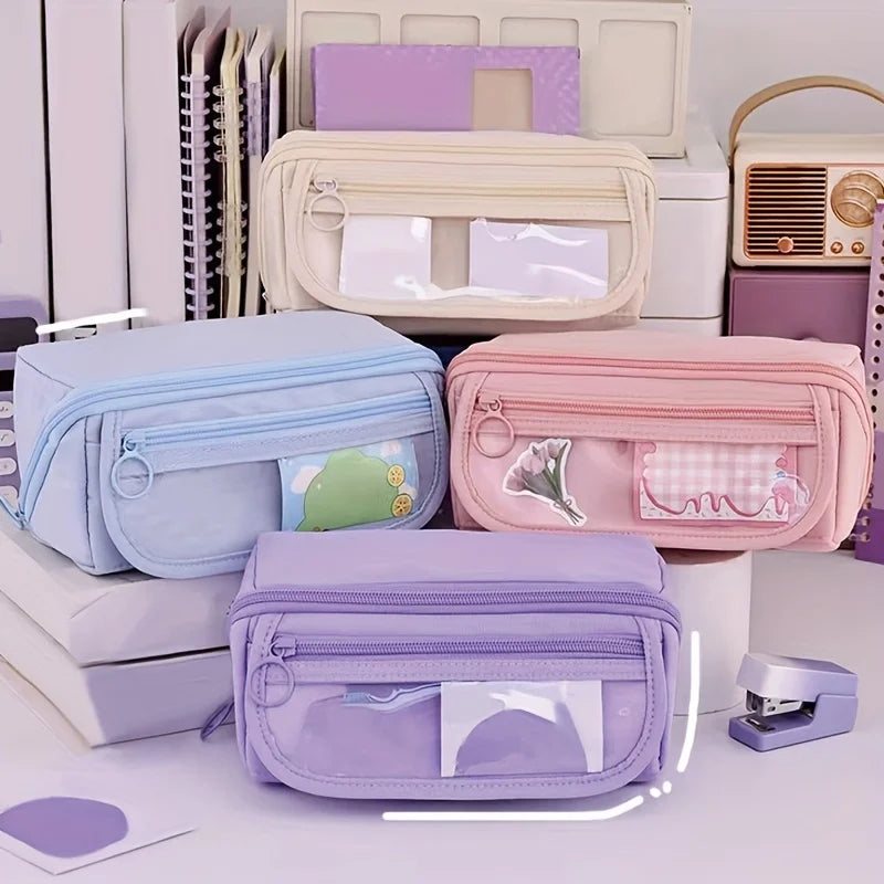 1pc large capacity learning pencil case with multifunctional desktop organization and storage stationery box for boys and girls
