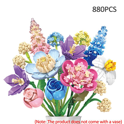 KNEW BUILT Mini Flower Bouquet 3D Model Building Blocks Ideal Holiday Gift for Girls or Versatile Decoration Kids Toys