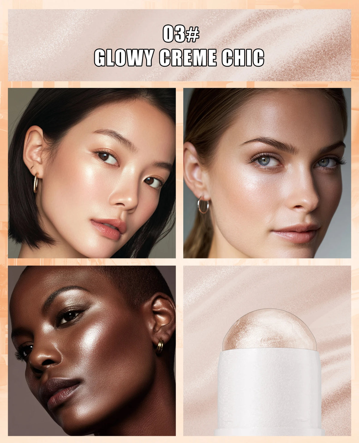 [Natural Glowup] 1pc Glowup Highlighter Stick | Natural Brightening Face Contour & Highlight Makeup, Medium Coverage, Buildable
