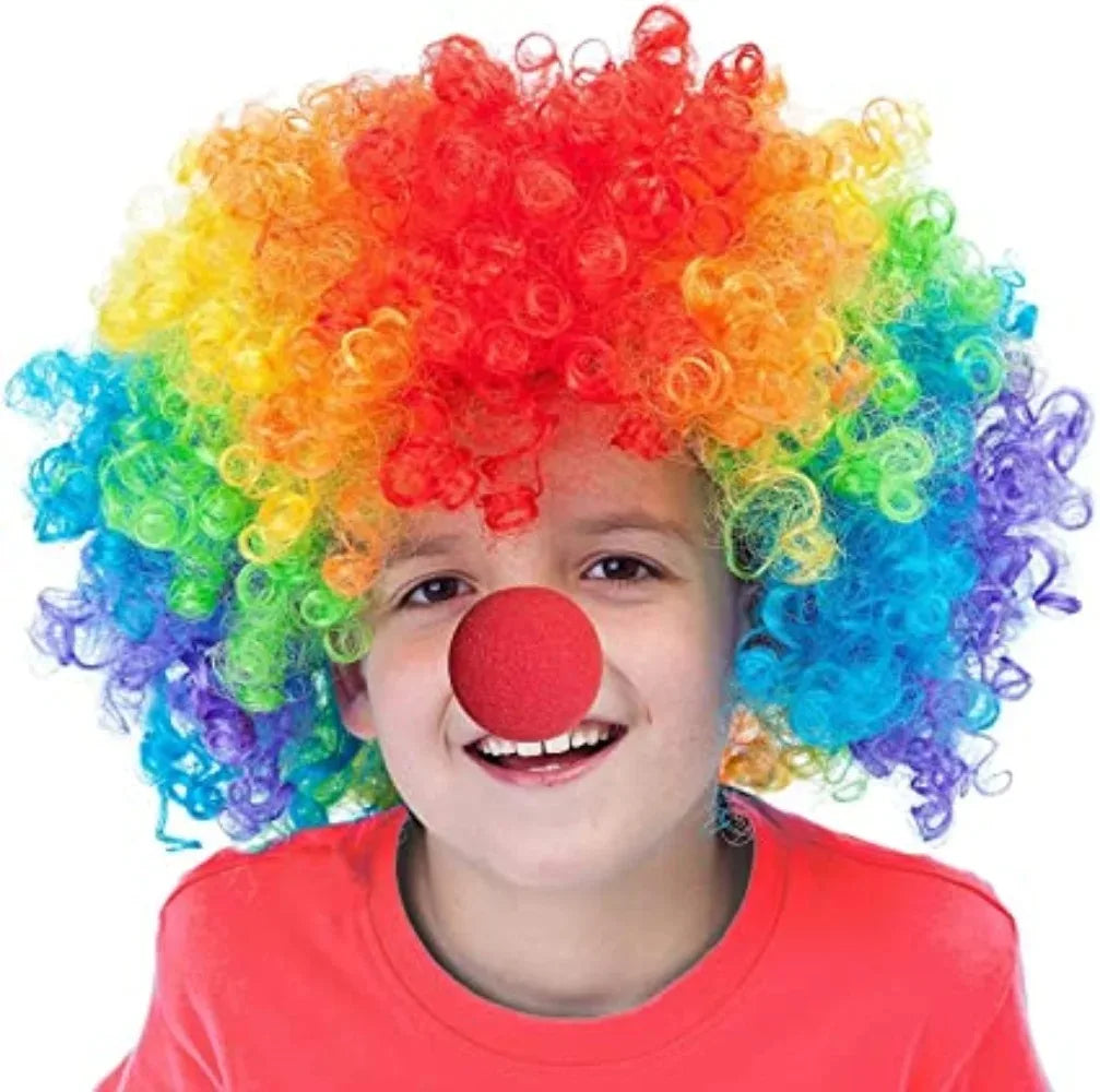 Afro Curly Clown Wigs Funny Cheerleading Wig Clown Props Football Fans Wavy Synthetic Wigs for Performance Halloween Cosplay