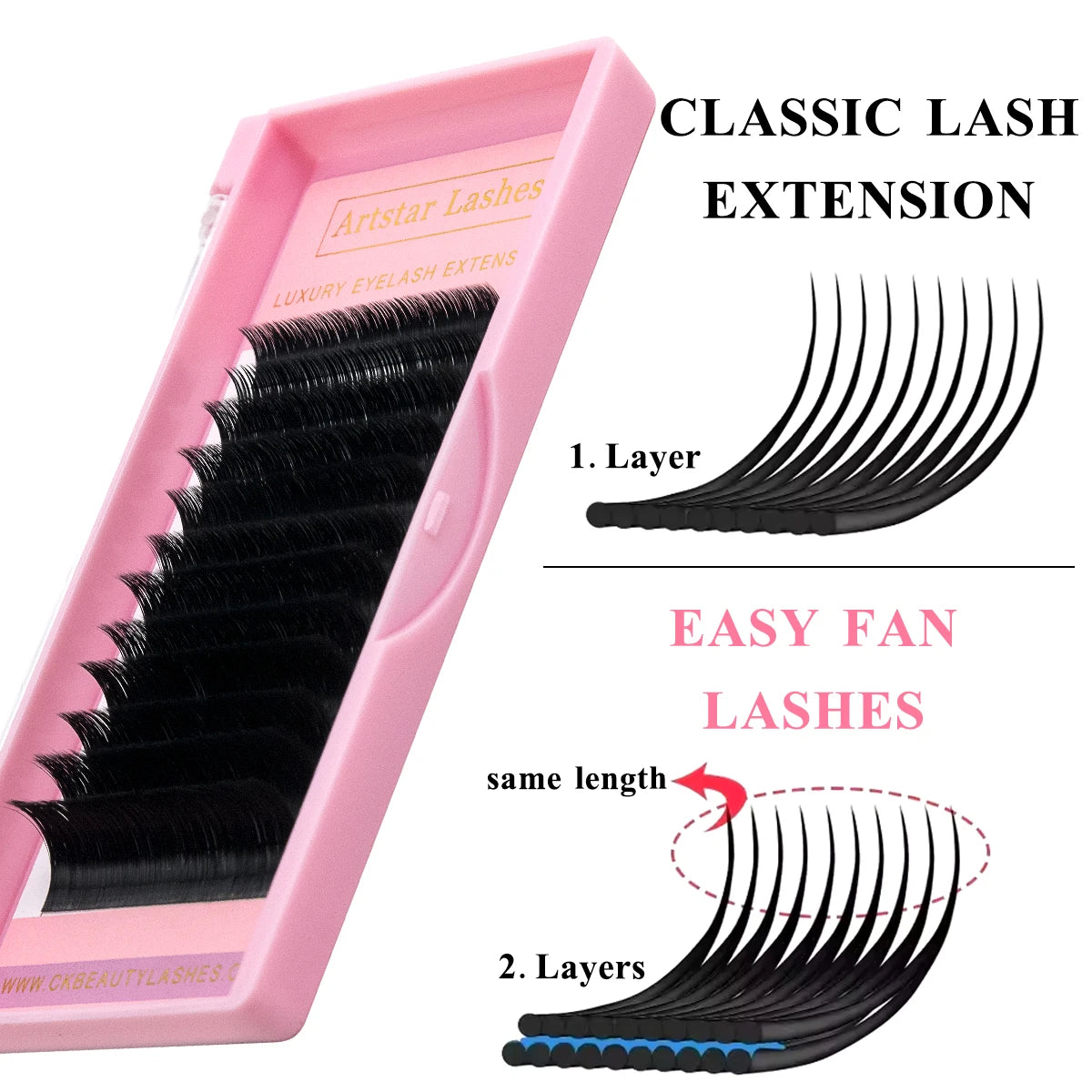ARTSTAR Easy Fan Lash Extensions J B C D curl Fast Fan Eyelash Extensions 8-16mm  High Quality Lashes