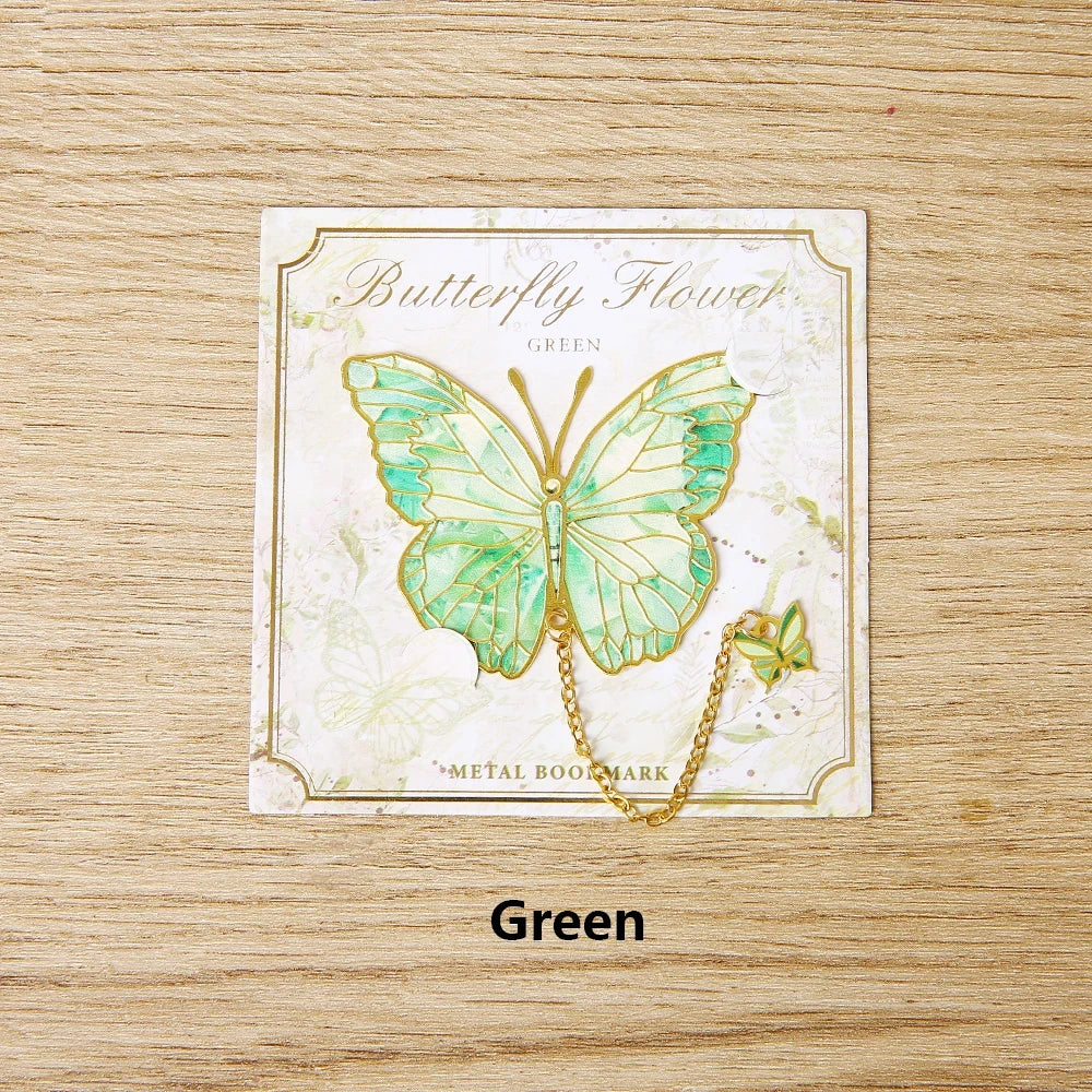 Mini Cute Butterfly Metal Bookmark With Chain And Gold Foil Design, Butterfly Book Page Holder, Vintage Bookmark To Aid Reading