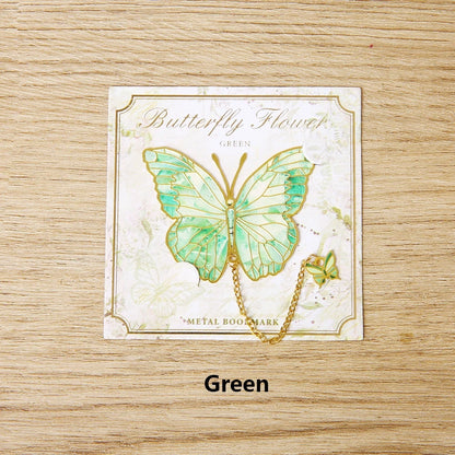 Mini Cute Butterfly Metal Bookmark With Chain And Gold Foil Design, Butterfly Book Page Holder, Vintage Bookmark To Aid Reading
