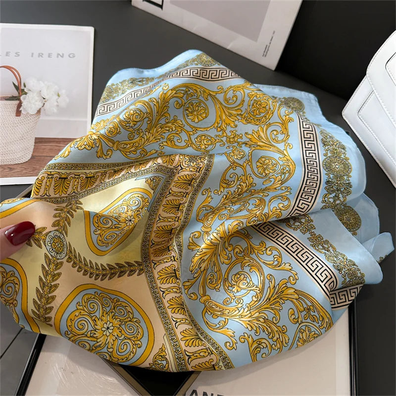 2025 New Fashion Luxury Printed Square Shawl Women 70x70cm Pashmina Silk Scarf Neck Headband Bandana