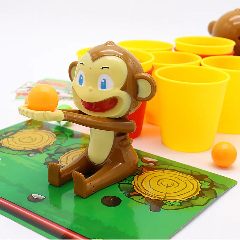 Crazy Monkey Party Board Games Toys Two People Competition Party Table Games Toys Cartoon Monkey Shooting Ball Interactive Toy