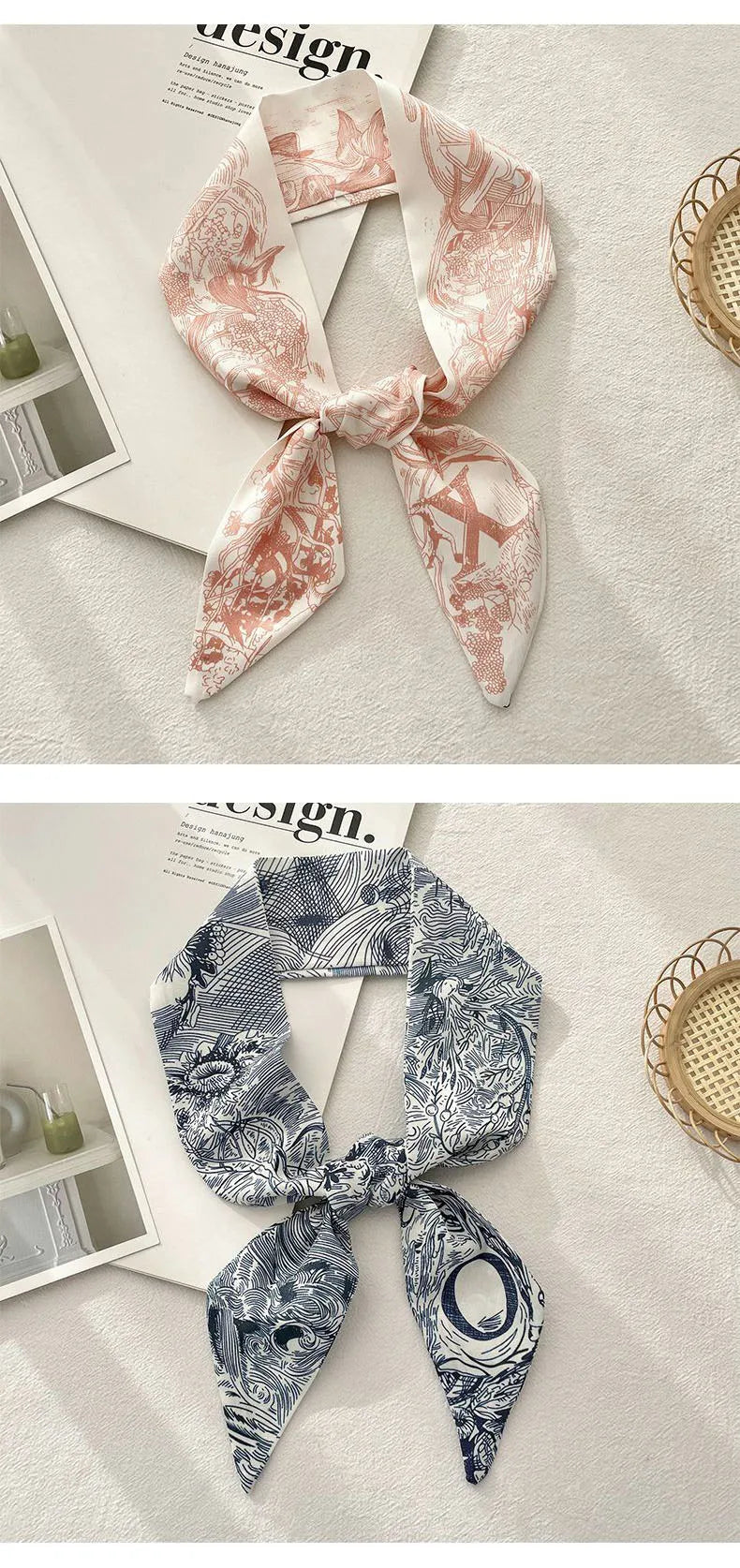 26 Letters Tarot Constellation Bag Scarf Twill Silk Scarves Women New Neckerchief Hair Headbands