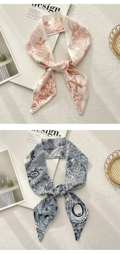 26 Letters Tarot Constellation Bag Scarf Twill Silk Scarves Women New Neckerchief Hair Headbands