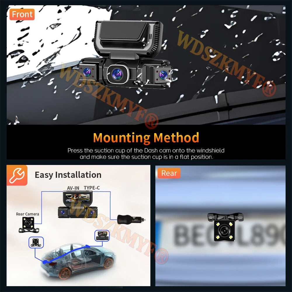 New WIFI 4Channel 360 Degree  Car Dvr 1080P Video Recorder WiFi APP Dashcam 24h Parking Monitor Rear View Camera Car Recorder