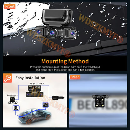 New WIFI 4Channel 360 Degree  Car Dvr 1080P Video Recorder WiFi APP Dashcam 24h Parking Monitor Rear View Camera Car Recorder