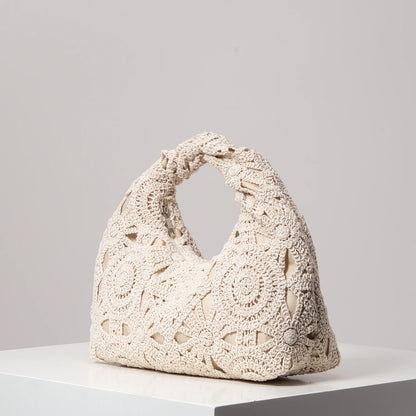 Pattern Hollow Woven Handbag，Bohemia Beach Bags for Women，Crochet Set，Beach Accessories Women，Travel Must Haves（Random Pattern）