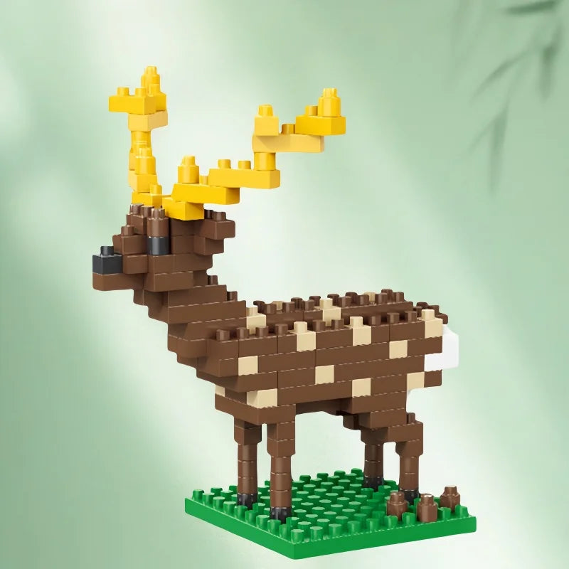 KNEW BUILT Alpacas Elk Giraffes Tiny Animals Micro Mini Building Blocks Toy-Easy Assembly,Educational Gift for Kids' DIY Decor
