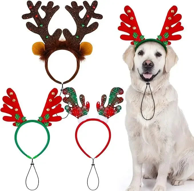 Christmas Decoration Pet Headwear Party Dress Up Antlers Hair Hoops Pet Supplies Christmas Hat Headbands Dog Elk Hair Hoops