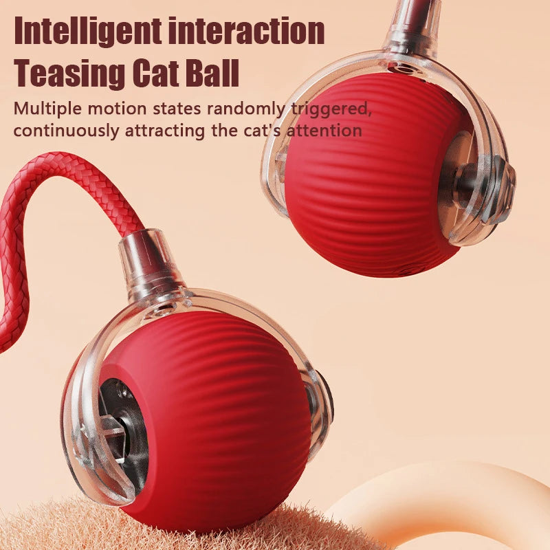 Smart Cat Toys Automatic Rolling Ball Fake Tail Rechargeable Electric Pet Interactive Toy Cat Training Imitate Mouse Tail