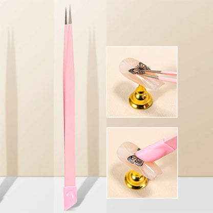 Manicure Multi-function Tweezers Multi-purpose Clip Picking Tool Silicone Head Press Stick Sticker NailArt Clamp Diamond Tweezer