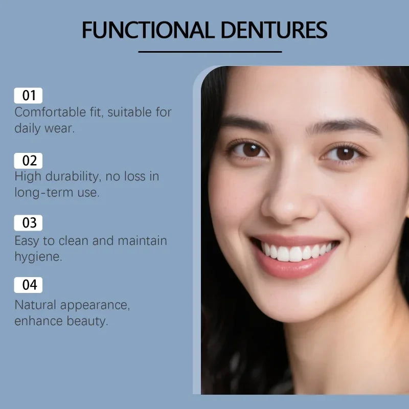 Dentures Full Set Natural Upper Lower Braces Silicone Denture Set for Men Women Instant Confident Fake Tooth Oral Hygiene Care