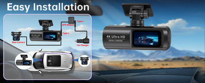 Soam Dash Cam 4K+1080P Dual-channel Dash Car Camera Recorder With GPS WiFi Car DVR 24H Parking Monitor Black Box