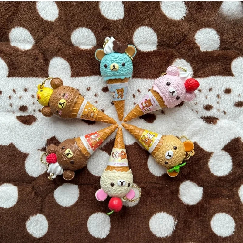 Anime Cute Kawaii Capsule Blind Box Toy Ice Cream Bear Bead Chain Hanging Bag Doll Toy Model Decoration Pendant Children'S Gift