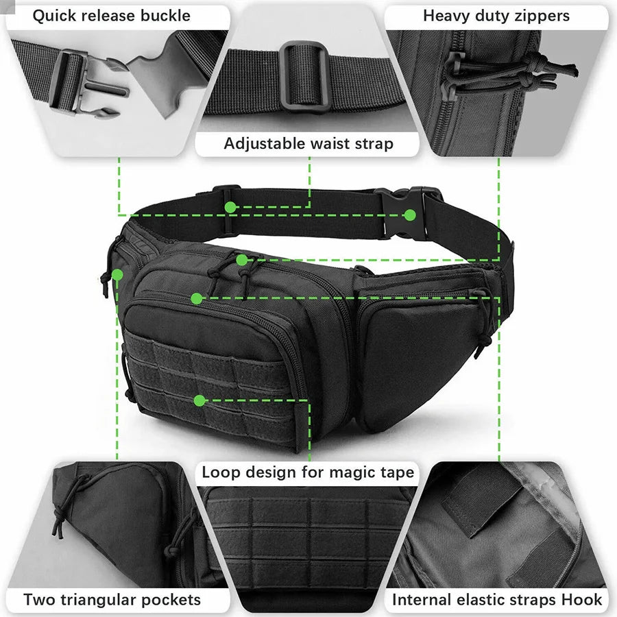 New Outdoor Multi functional Invisible Waist Attachment Bag for Men's Sports Storage Waist Bag Outdoor Tool Kit