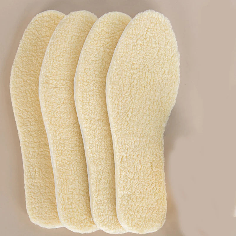 Adjustable Warm Insoles with Fleece and Thickened Lambskin Comfortable Cashmere and Cotton Insoles Snow Boots