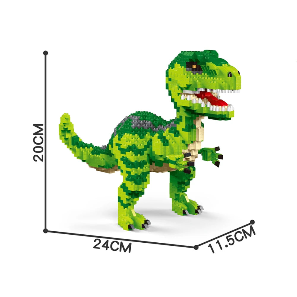 Knew Built Micro Mini Building Blocks Toys Create Your Green Dinosaur Jungle Perfect Children’s Playmate and Decorative Ornament
