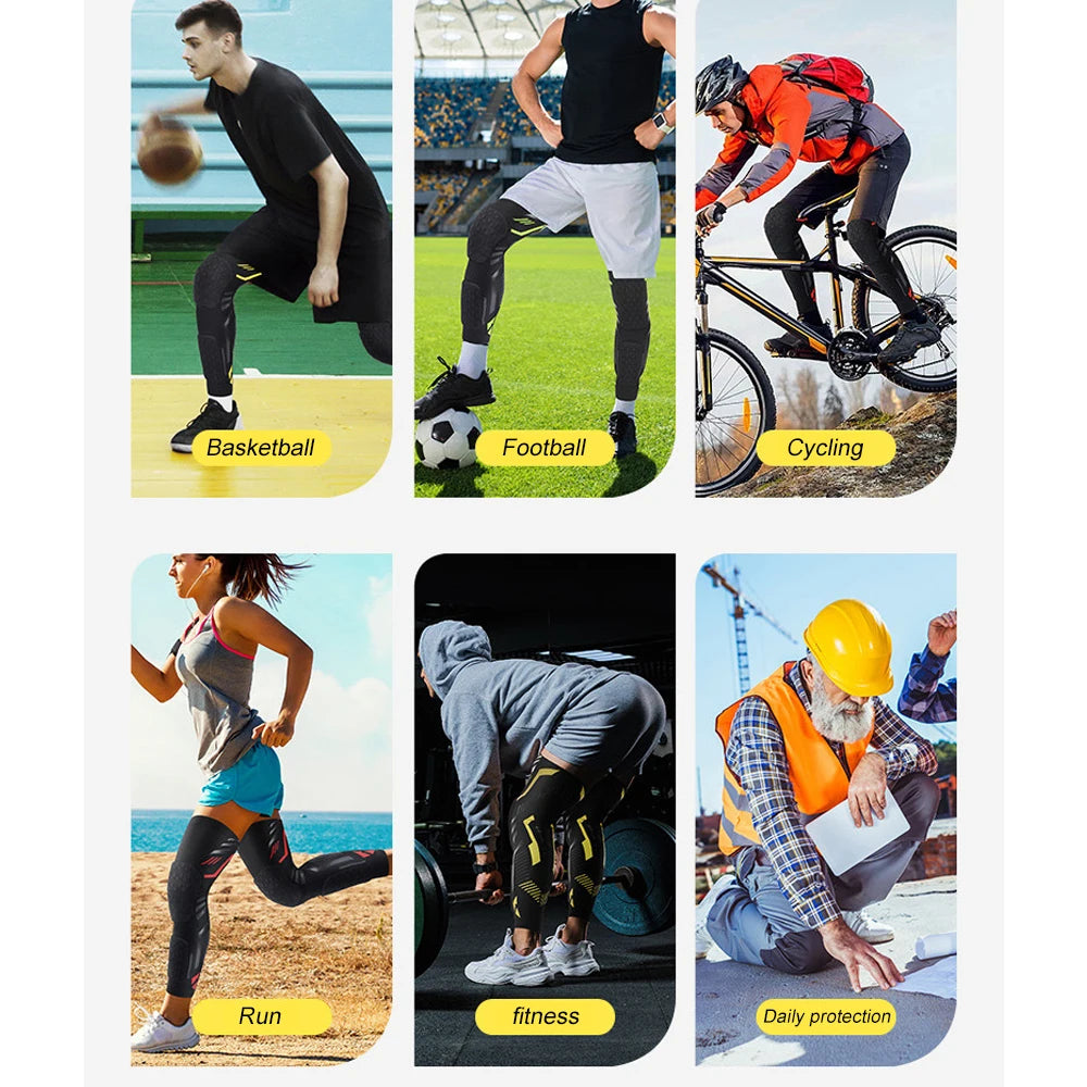 1PC Knee Compression Sleeve with Padded Protection - Breathable Leg Support for Basketball,Football,Running,Sport- Youth & Adult