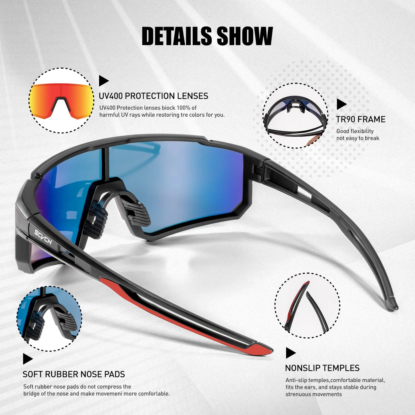SCVCN Fashion Street Sunglasses for Men Sport Y2K Cycling Glasses MTB Bike Bicycle Camping Golf UV400 Glasses Women Baseball