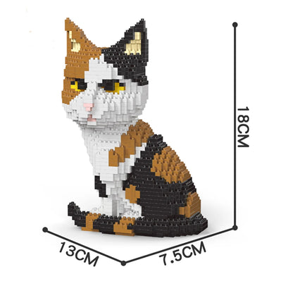Knew Built Adorable Cat Mini Model Building Blocks 4 Expressive Faces Option in Orange and Cow Patterns for Kid Toys and Pet Fan